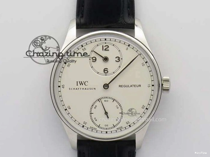MIROTIME 0127 Effortless Portuguese IW544404 SS White Dial On Black Leather Strap A 7257